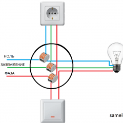 Connection diagram socket - switch - bulb