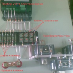 Schema di collegamento della scatola di prova con trasformatori di corrente