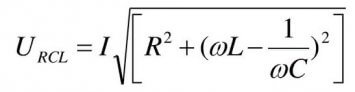 Formula za sklop s kapacitetom i induktivnošću