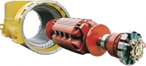 Išorinis sinchroninio elektrinio variklio rotoriaus vaizdas su sužadinimo apvija (be nuolatinių magnetų!)