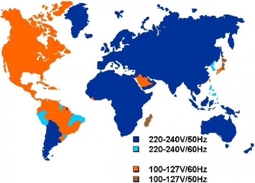 Spannung und Frequenz in verschiedenen Ländern