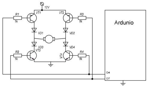 Obehový regulačný obvod motora Arduino